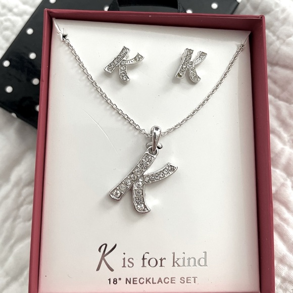 Letter K Necklace & earrings set - Picture 1 of 2